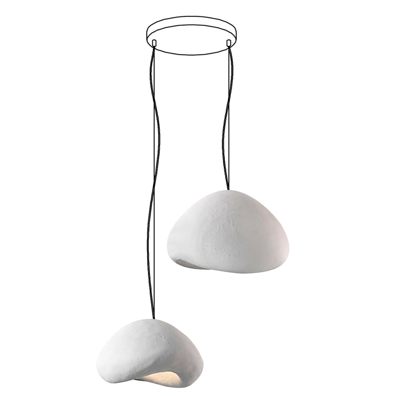 Wabi-sabi organic combination chandelier shown in a calm room