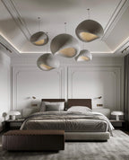Wabi-sabi organic combination chandelier with warm directional light