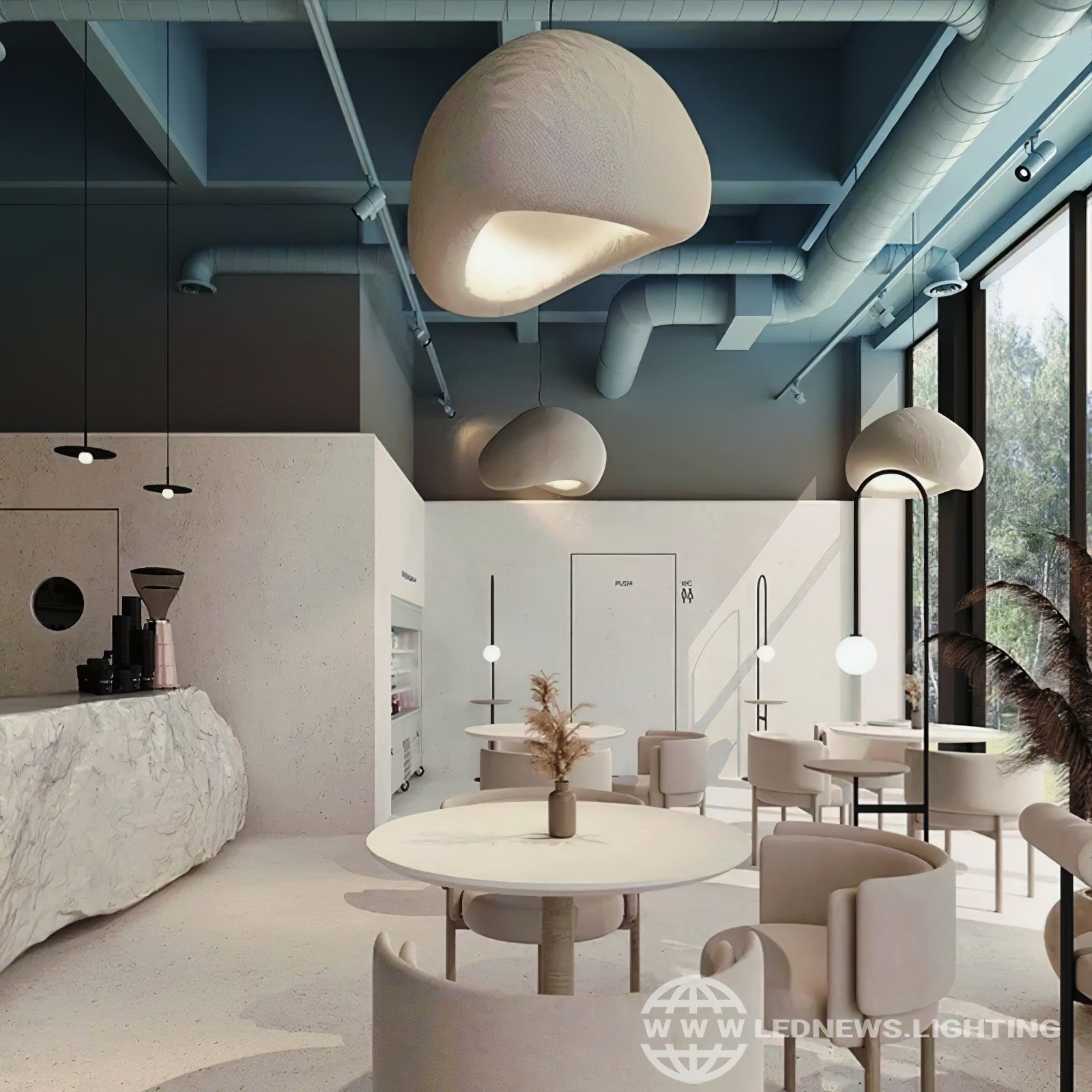 Wabi-sabi organic combination chandelier with sculptural forms