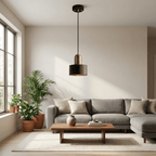 Walnut Wood Cylindrical Pendant Light With Modern Design 12 Inch Height