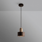 Walnut Wood Cylindrical Pendant Light With Modern Design 12 Inch Height