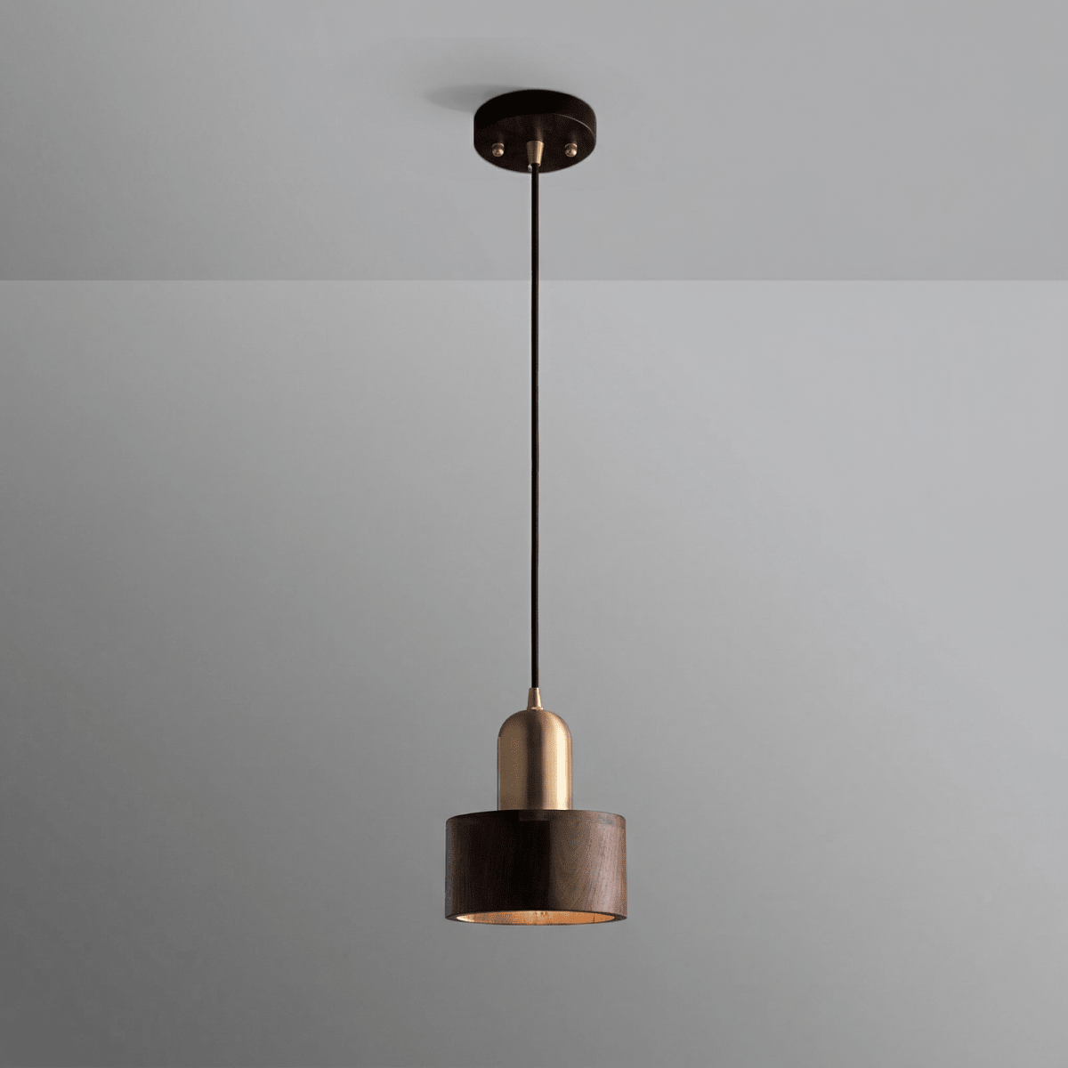 Walnut Wood Cylindrical Pendant Light With Modern Design 12 Inch Height
