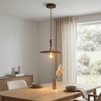 Walnut Wood Fixture With Japanese Design Pendant 12-Inch Size
