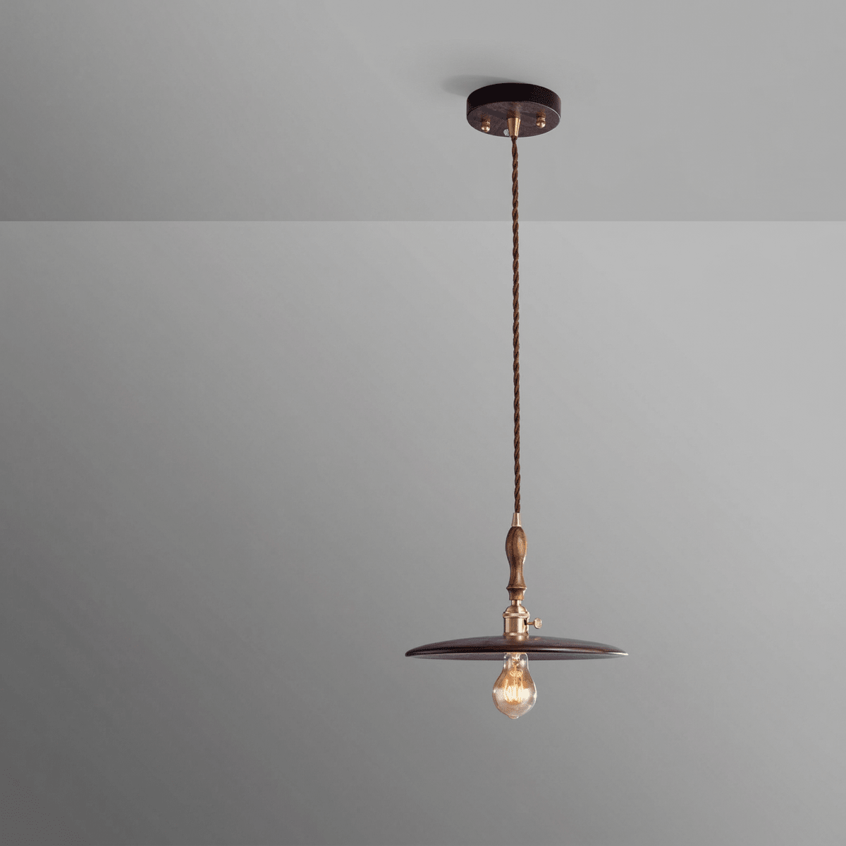 Walnut Wood Fixture With Japanese Design Pendant 12-Inch Size