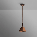 Geometric Walnut Wood Pendant Light With Pyramid Shade, 12-Inch Modern Fixture