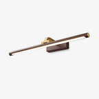 A walnut and brass Clérachic wall light shown unlit on a plain white background, product-only view.