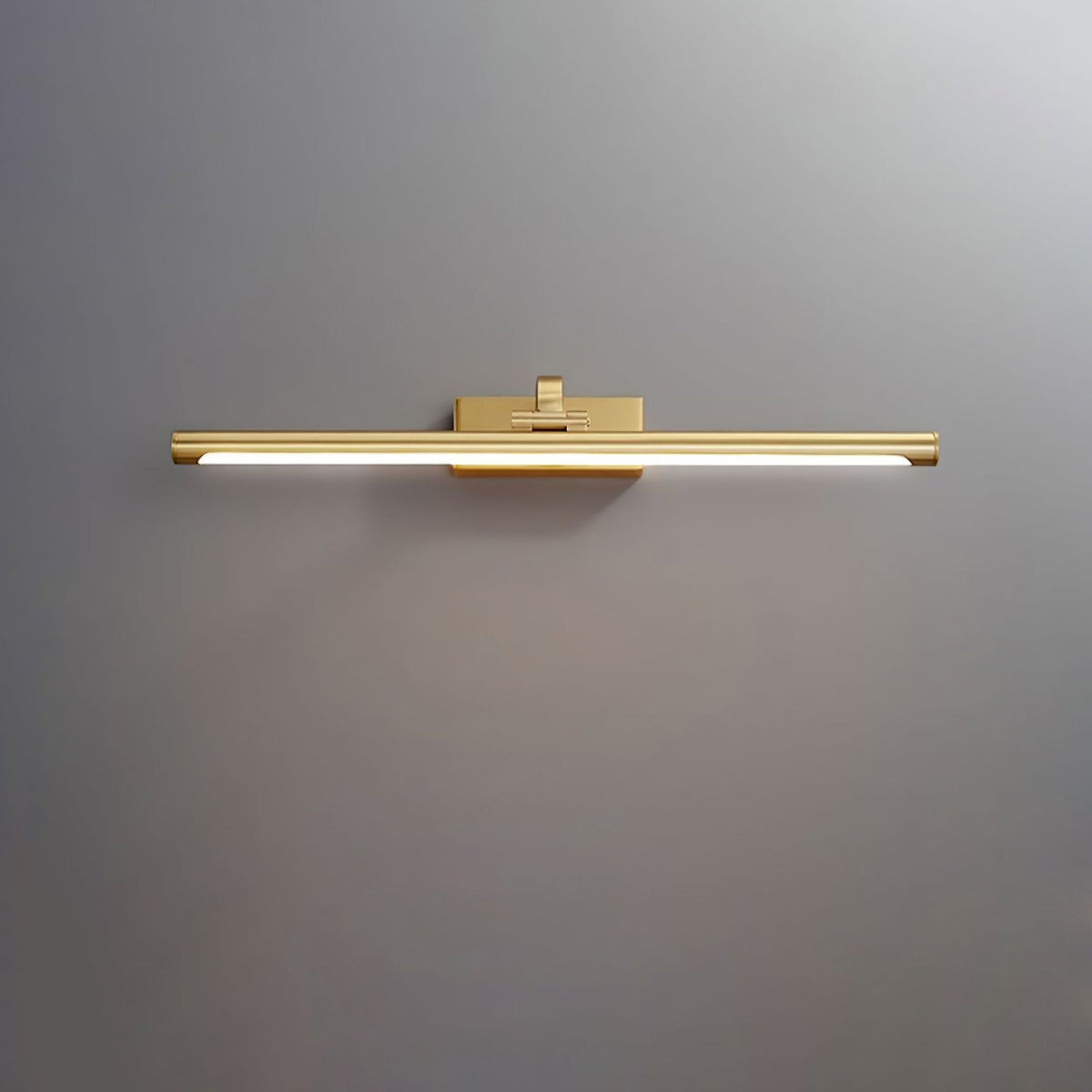 Side view of this Clérachic wall light in brass, unlit, on a plain grey background.