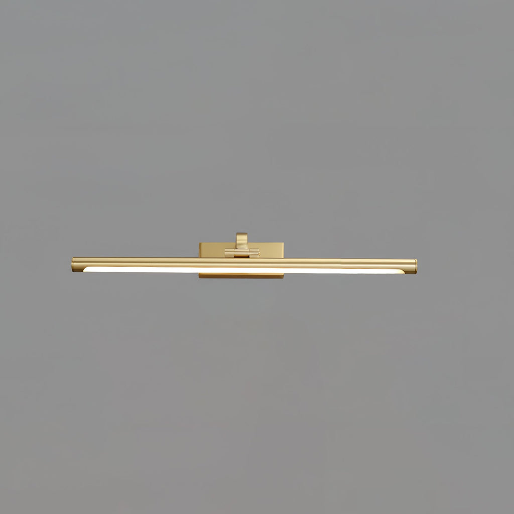 Front view of this Clérachic wall light in brass, lit, centred on a plain grey background.