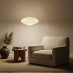 White washi paper swag pendant shade close-up