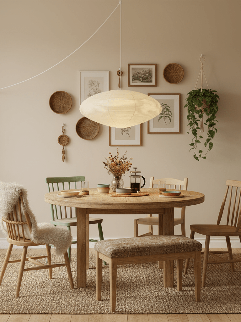 Handcrafted paper pendant light with soft warm output