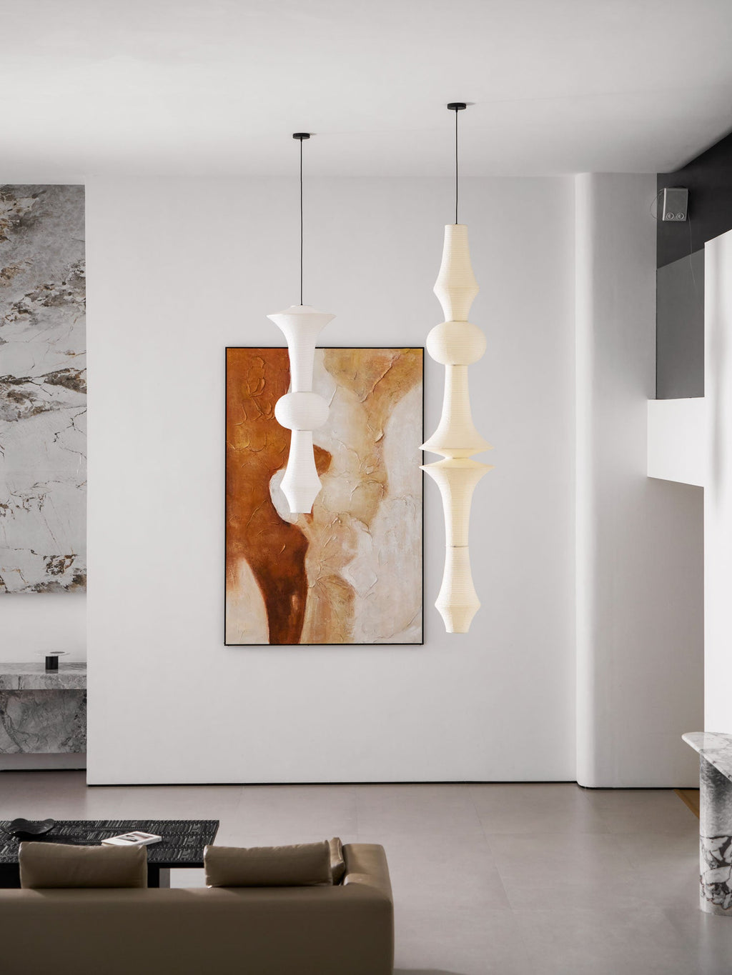 Washi Paper E Pendant Light, Tall Mulberry Shade, E26/E27, Hardwired