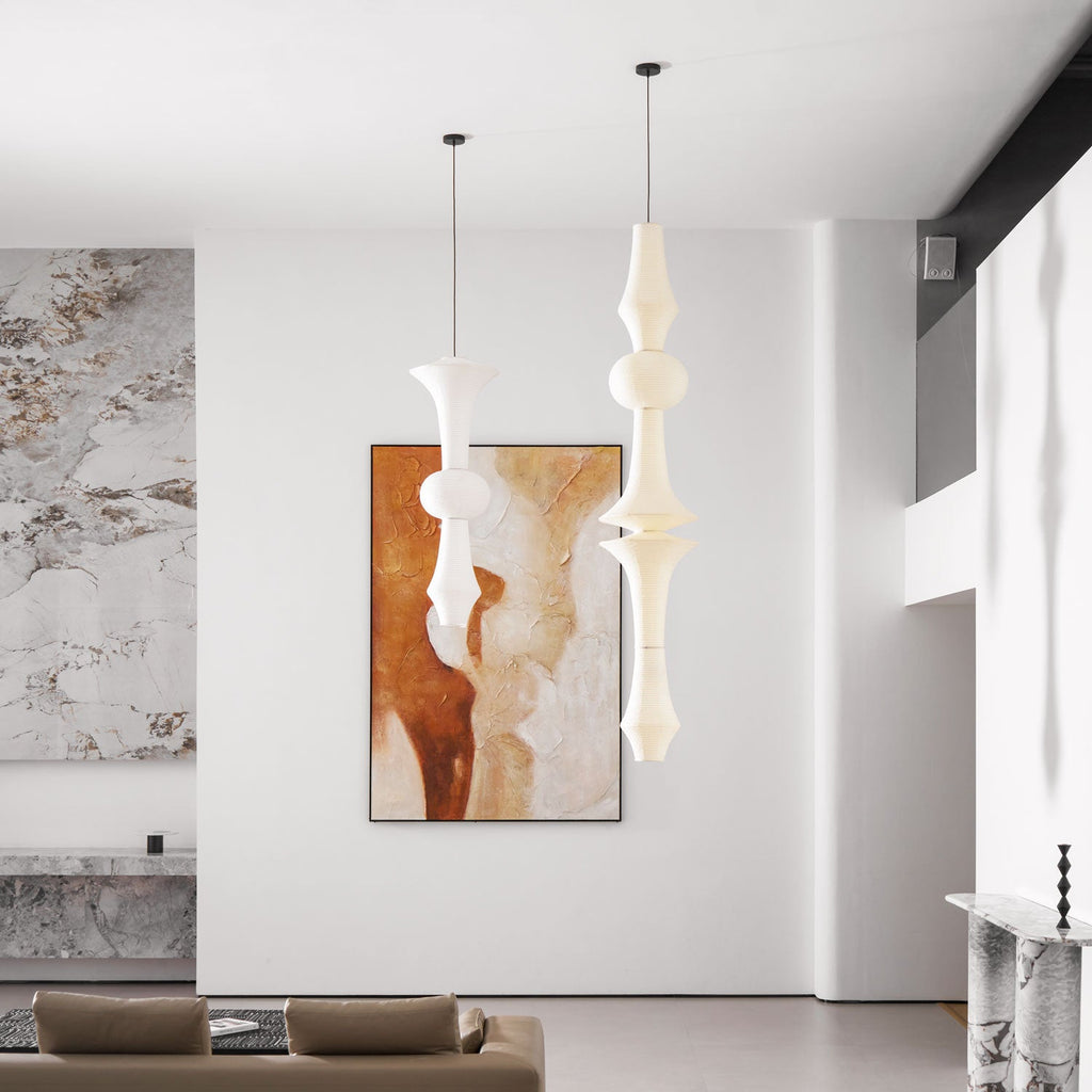Washi Paper E Pendant Light, Tall Mulberry Shade, E26/E27, Hardwired