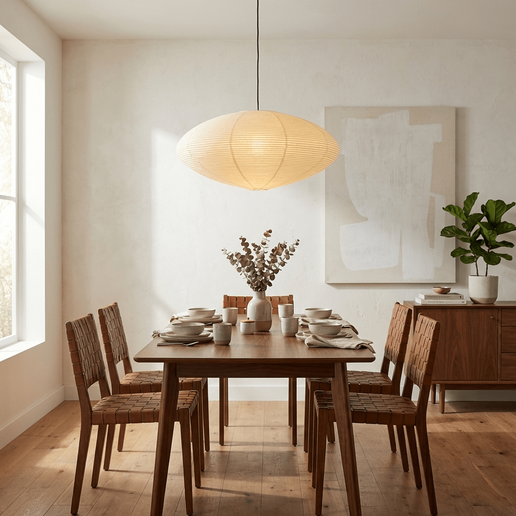 White washi paper pendant against a plain background