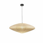 Cluster of washi paper pendant lights at staggered heights
