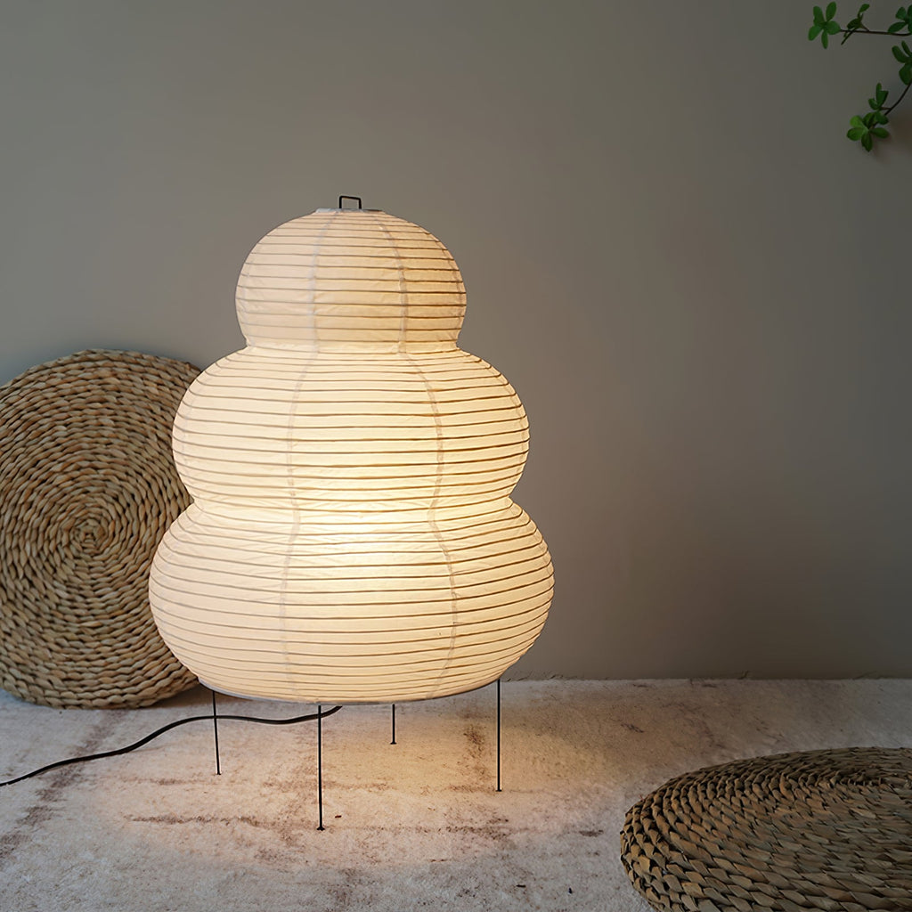 White washi paper lamp shade casting a gentle warm glow