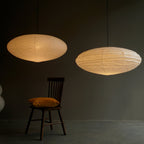 Washi paper pendant shade detail showing paper grain