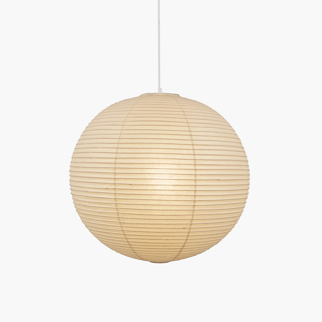 Mulberry paper pendant shade with warm diffused glow