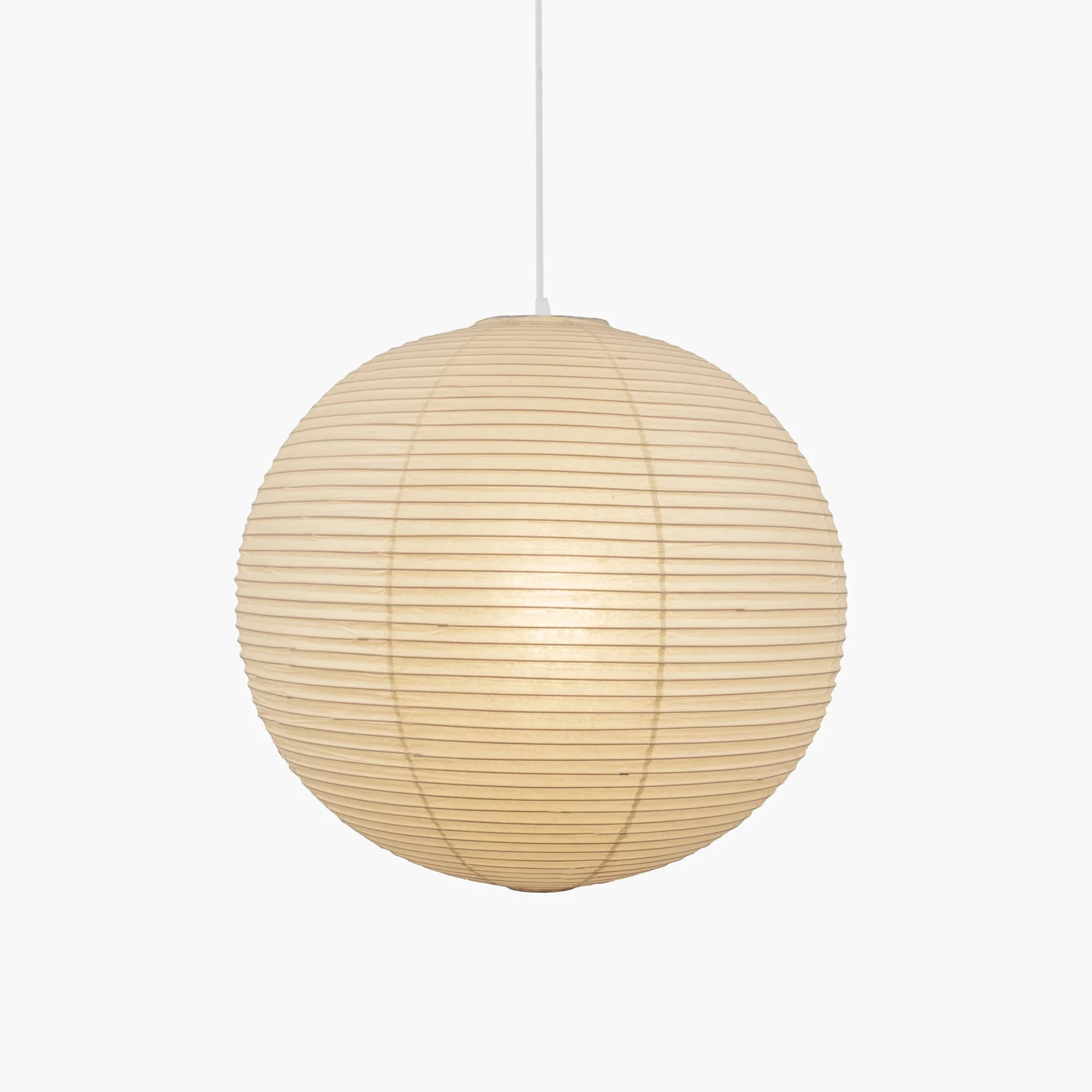 Mulberry paper pendant shade with warm diffused glow