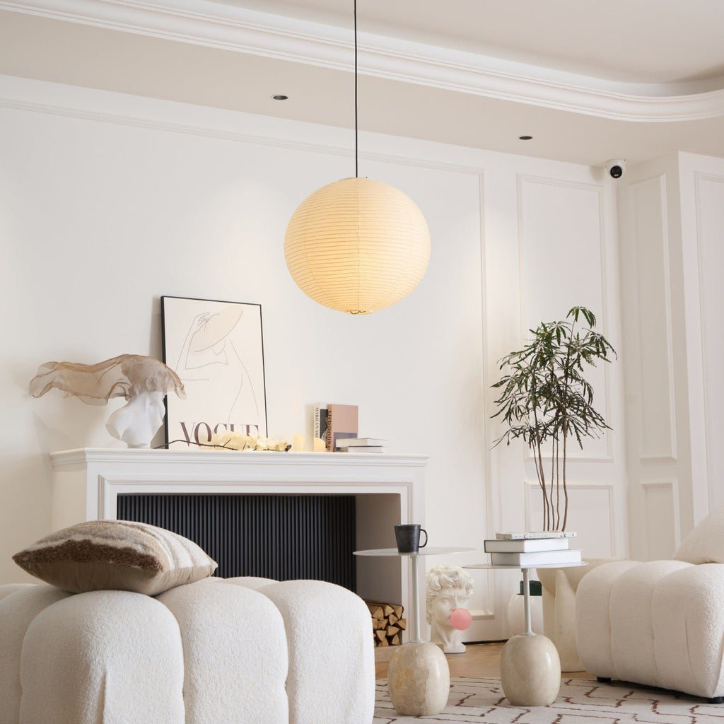 Mulberry paper pendant light with soft diffused glow