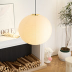 White paper ceiling pendant with adjustable cable drop
