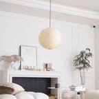 White washi paper pendant shade shown from below