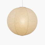 Round paper pendant light styled in an interior