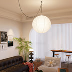 Paper globe pendant light close detail of the shade edge