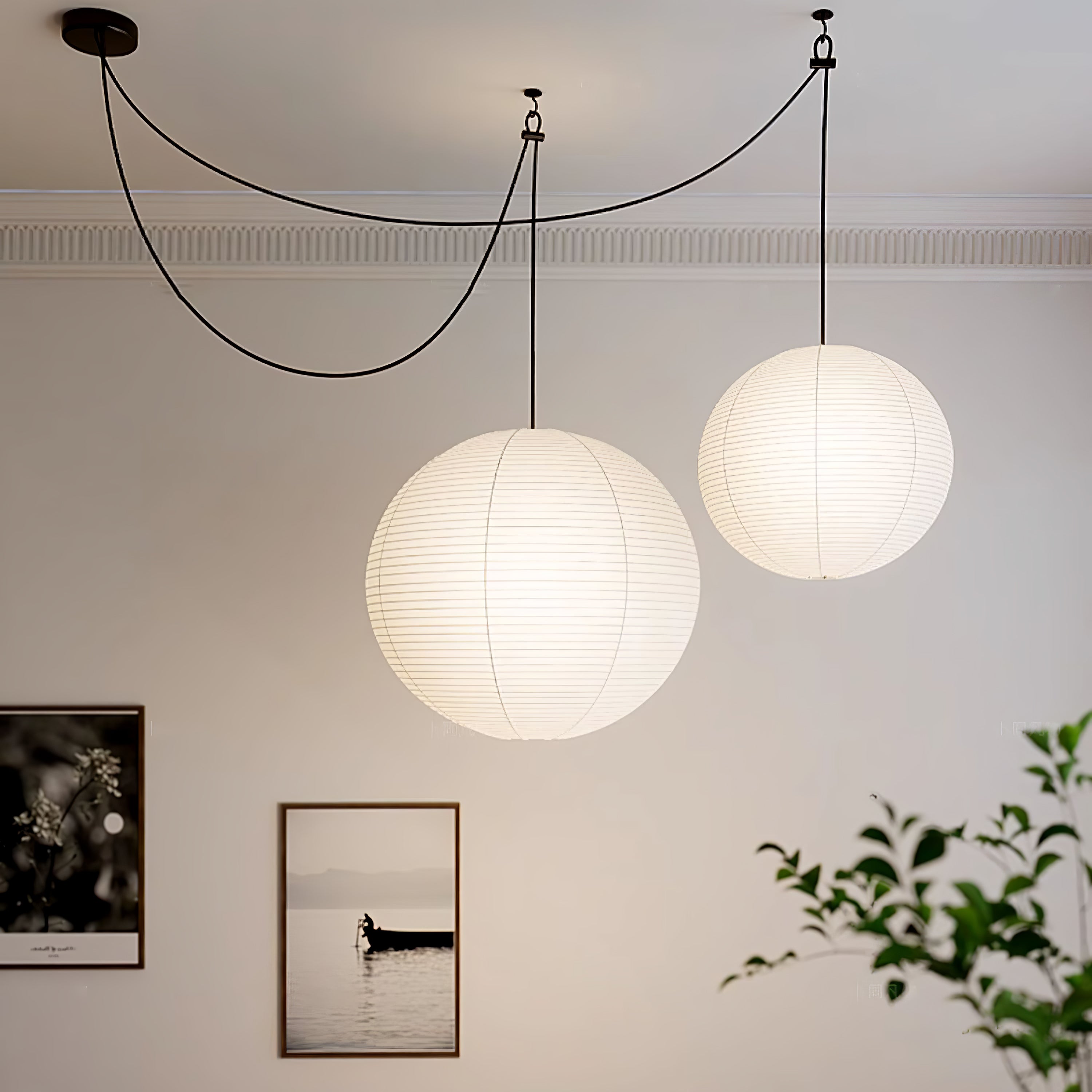 Washi-papirpendel, Mulberry-skærm, E26/E27, fastmonteret