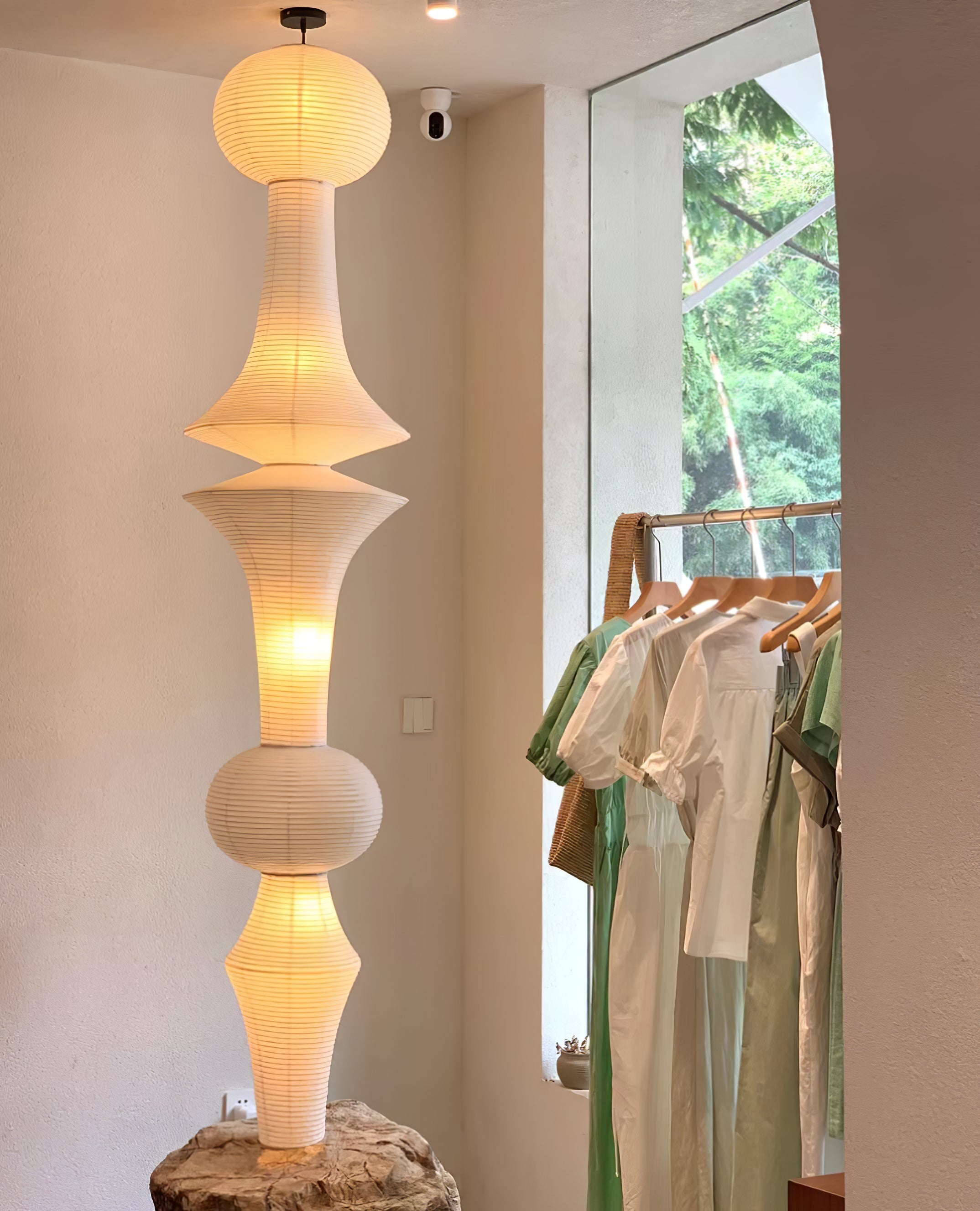 Washi Paper E Pendant Light, Tall Mulberry Shade, E26/E27, Hardwired