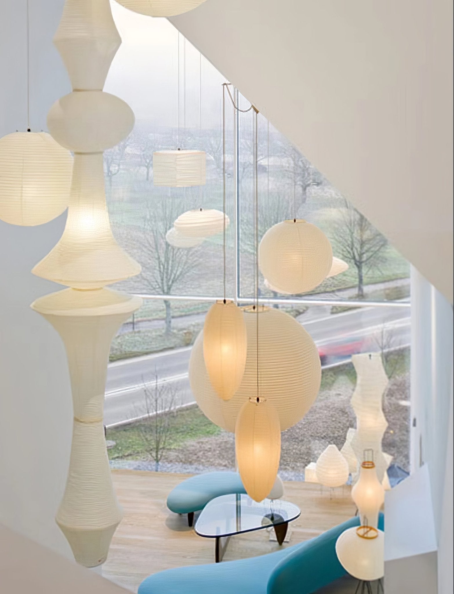Washi Paper E Pendant Light, Tall Mulberry Shade, E26/E27, Hardwired