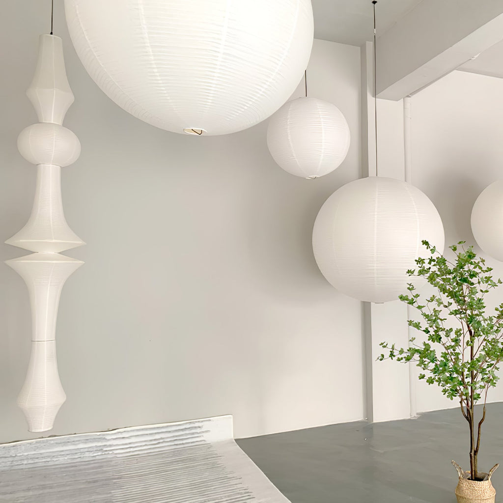 Washi Paper E Pendant Light, Tall Mulberry Shade, E26/E27, Hardwired