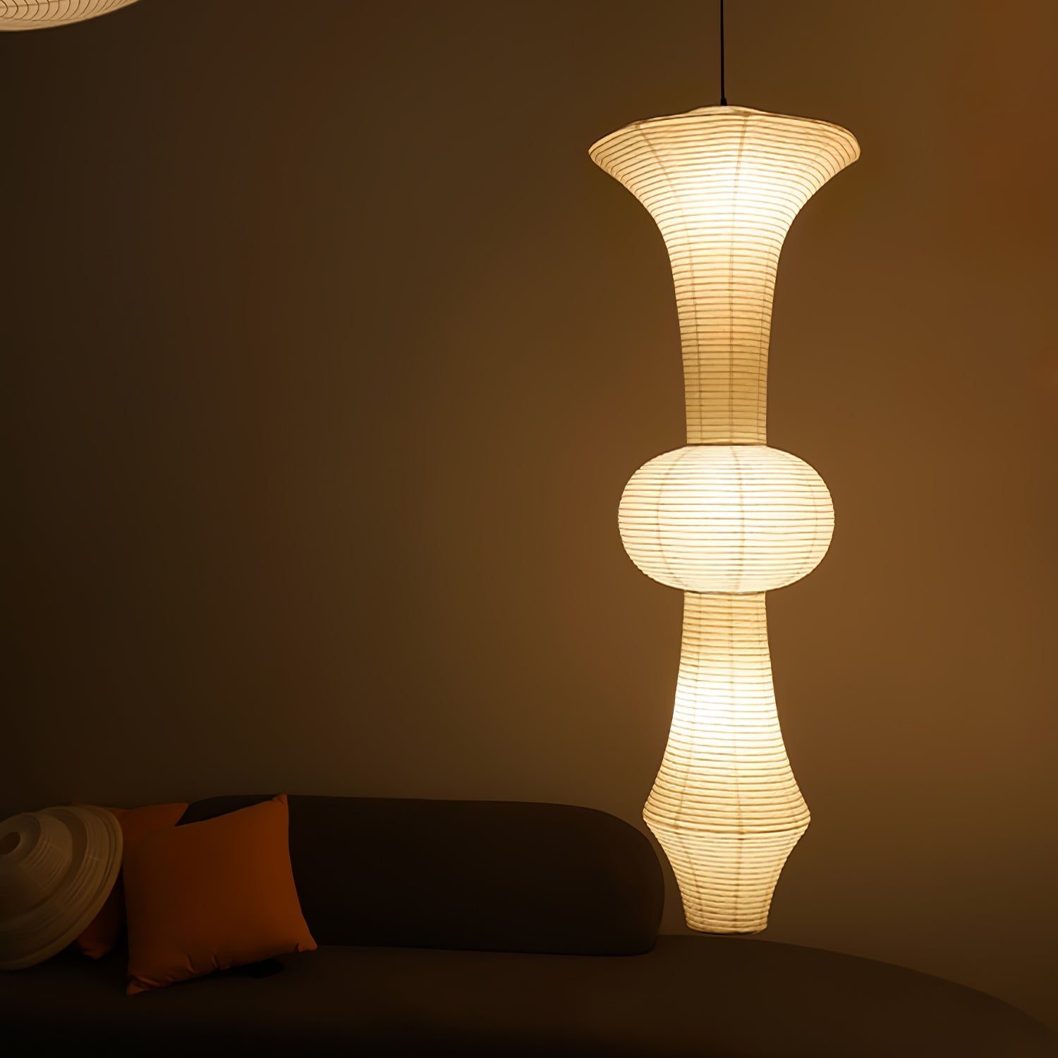 Washi Paper E Pendant Light, Tall Mulberry Shade, E26/E27, Hardwired