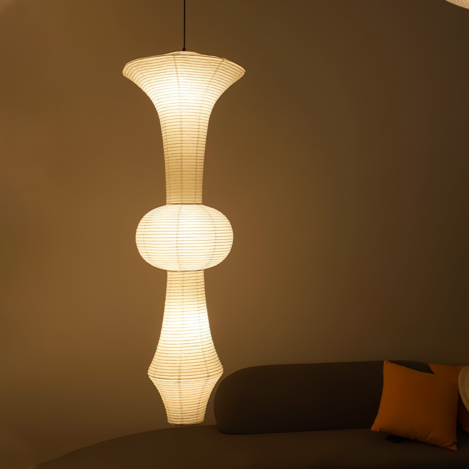Washi Paper E Pendant Light, Tall Mulberry Shade, E26/E27, Hardwired