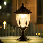 Solar Outdoor Post Light, Vintage Aluminum Fence Lighting With LED