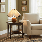 Wavecrest table lamp front view highlighting the draped fabric shade