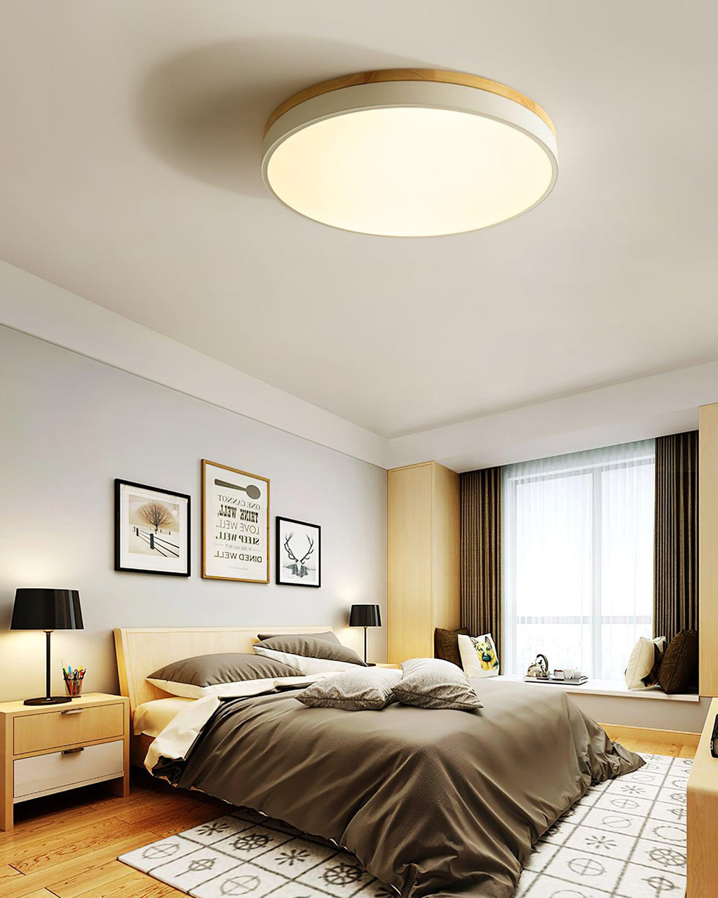Flush mount ceiling light with even white glow overhead