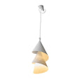 A textured grey top cone spirals into pale paper layers on this Clérachic pendant, shown on white.