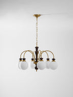Black and nickel chandelier detail of the candle arms