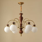 Walnut gold chandelier detail of the central column