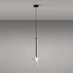 A single black-stemmed Clérachic pendant with a black ceiling canopy hangs unlit against a plain grey backdrop.