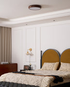 Flush Mount Ceiling Light, Walnut Wood Grain and White, Dimmable LED