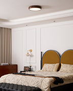 Flush Mount Ceiling Light, Walnut Wood Grain and White, Dimmable LED
