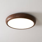 Flush Mount Ceiling Light, Walnut Wood Grain and White, Dimmable LED