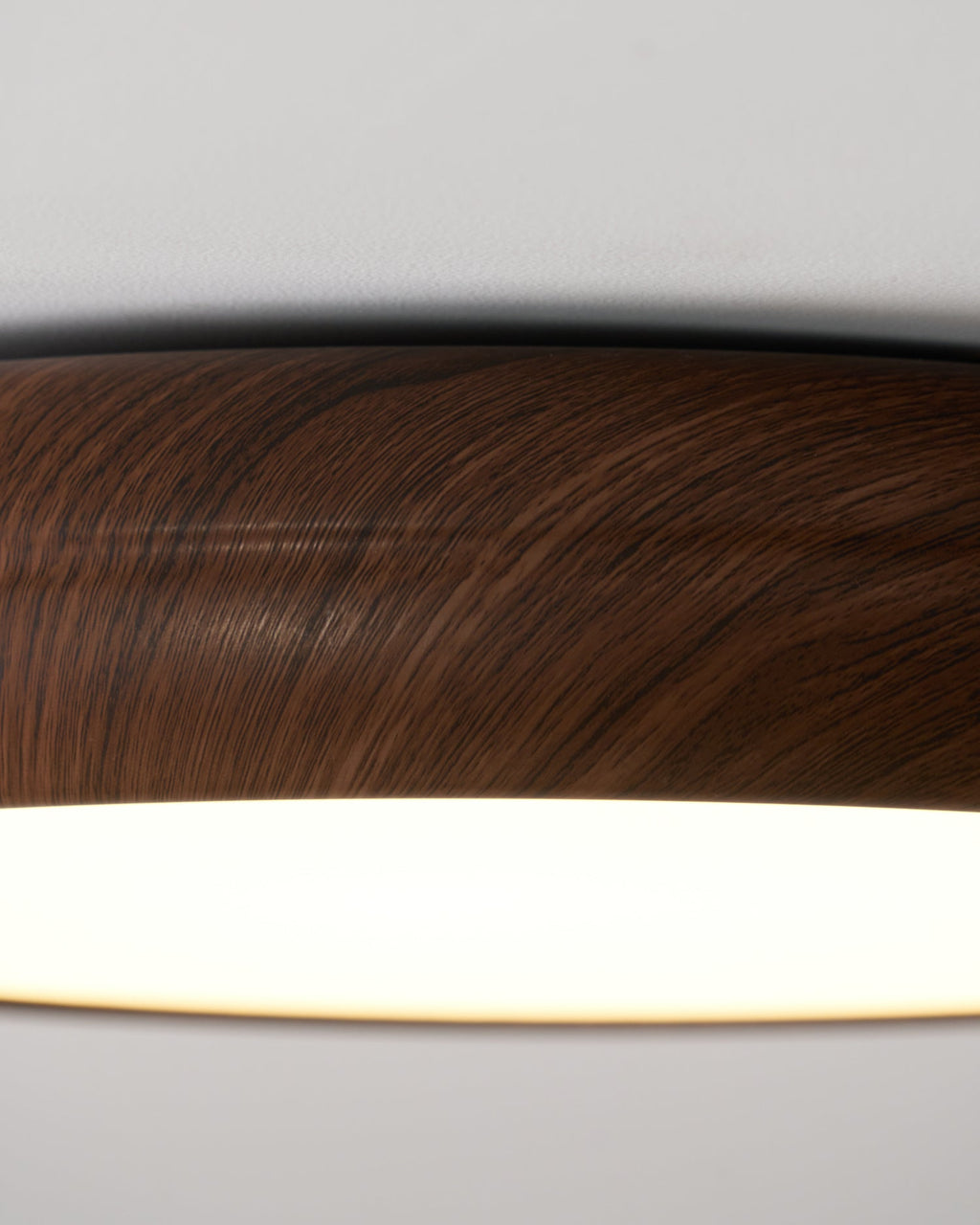 Flush Mount Ceiling Light, Walnut Wood Grain and White, Dimmable LED