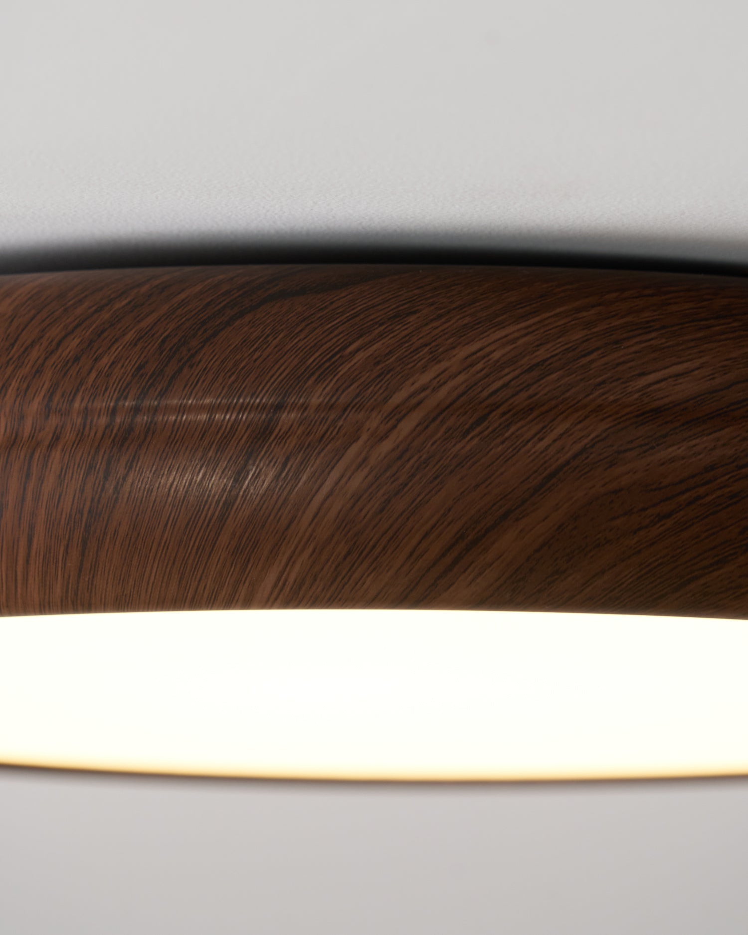 Flush Mount Ceiling Light, Walnut Wood Grain and White, Dimmable LED