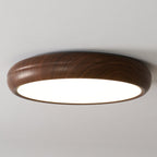 Flush Mount Ceiling Light, Walnut Wood Grain and White, Dimmable LED