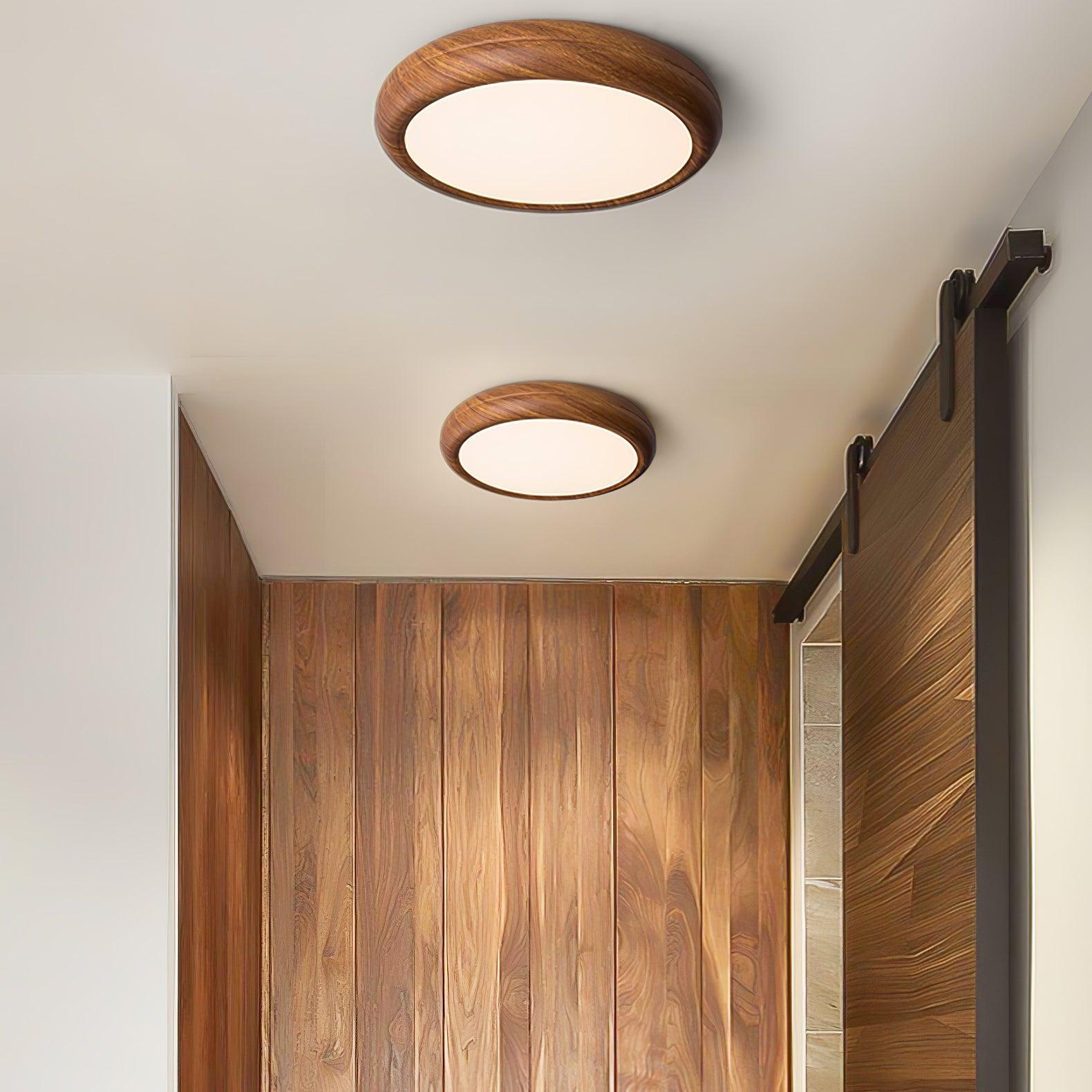Round flush mount ceiling light in a calm interior