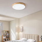 Flush Mount Ceiling Light, Walnut Wood Grain and White, Dimmable LED