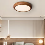 Wood grain flush mount ceiling light detail of the panel