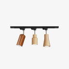 Wood track ceiling lamp shown mounted on a bright ceiling